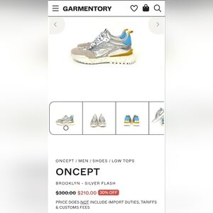 Oncept Phoenix Court Sneakers Silver Flash Metallic Blue Yellow Size 8